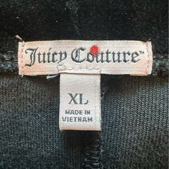 Juicy Couture Womens Velour Full Zip Hoodie Pitch Black size XL Pendent Zipper - Picture 3 of 12
